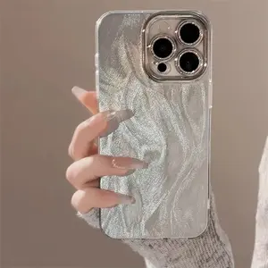 Luxury Feather Yarn Plating Bling Glitter Phone Case For iphone 17Air 17 16 15 14 13 12 11 Pro Max 11 15 14 Plus Shockproof Cute Back Cover