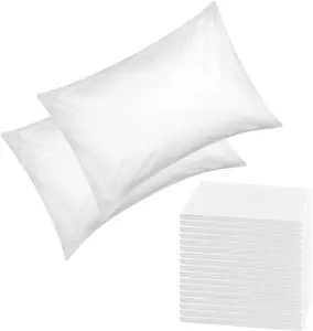 20 Pack Disposable Pillow Cases White Pillow Covers Bulk Pillow Sheets for Travel Hotels Single-Use Pillowcases, Non Woven Fabric, 20" x 32"