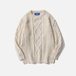 Aelfric Eden Oversized Knit Sweater Solid Vintage Pullover Sweater Unisex Woven Crewneck Knitted Tops