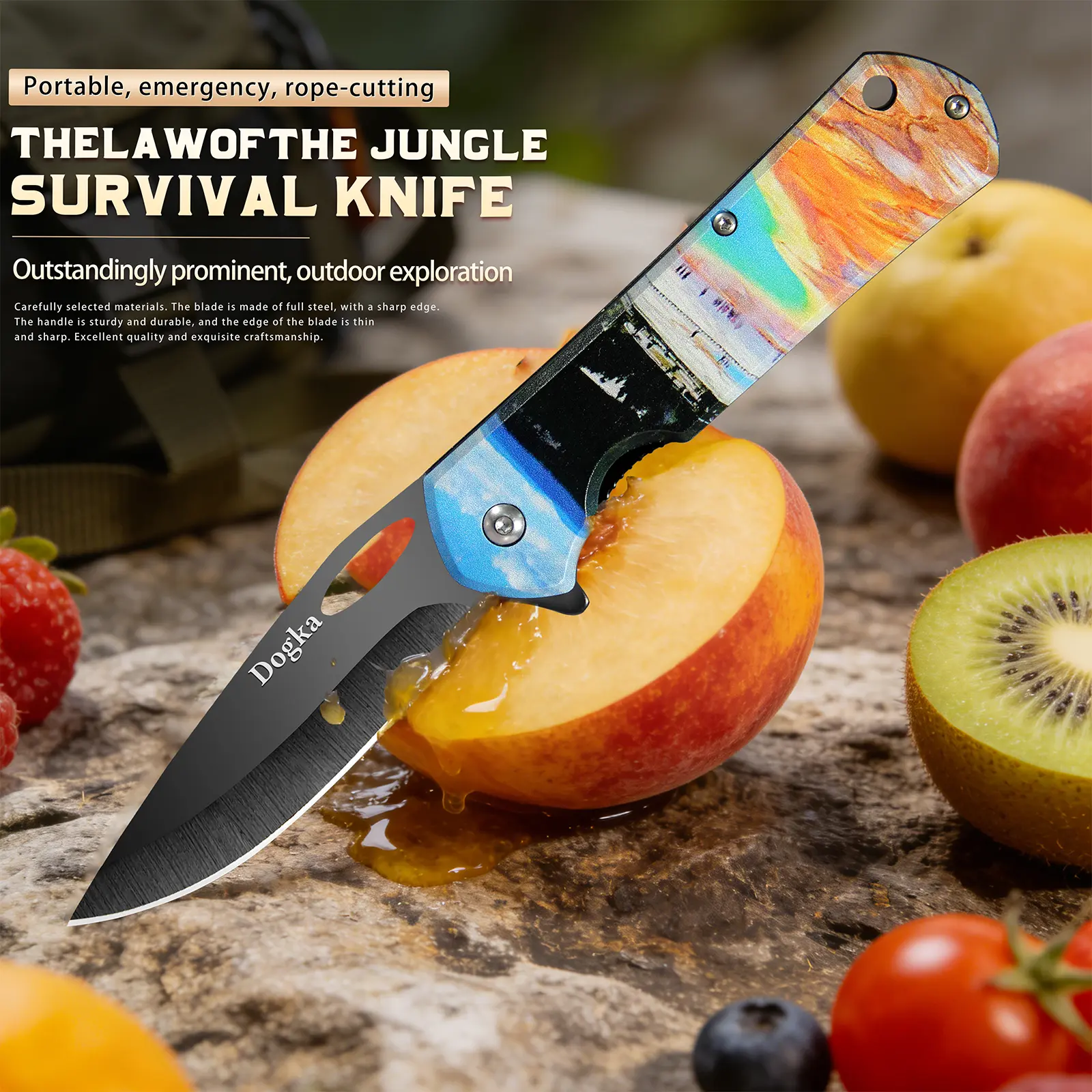 Dogka Folding Knife | Hand Polished Sharp Blade for Camping & Daily Use