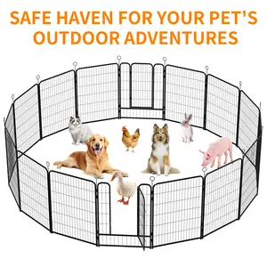 40-Inch Heavy Duty Metal Dog Playpen, 16-Panel Rust-Resistant Pet Exercise Fence with Tool-Free Setup, Removable Panels, Anti-Skid Design, Expandable for Indoor & Outdoor Use