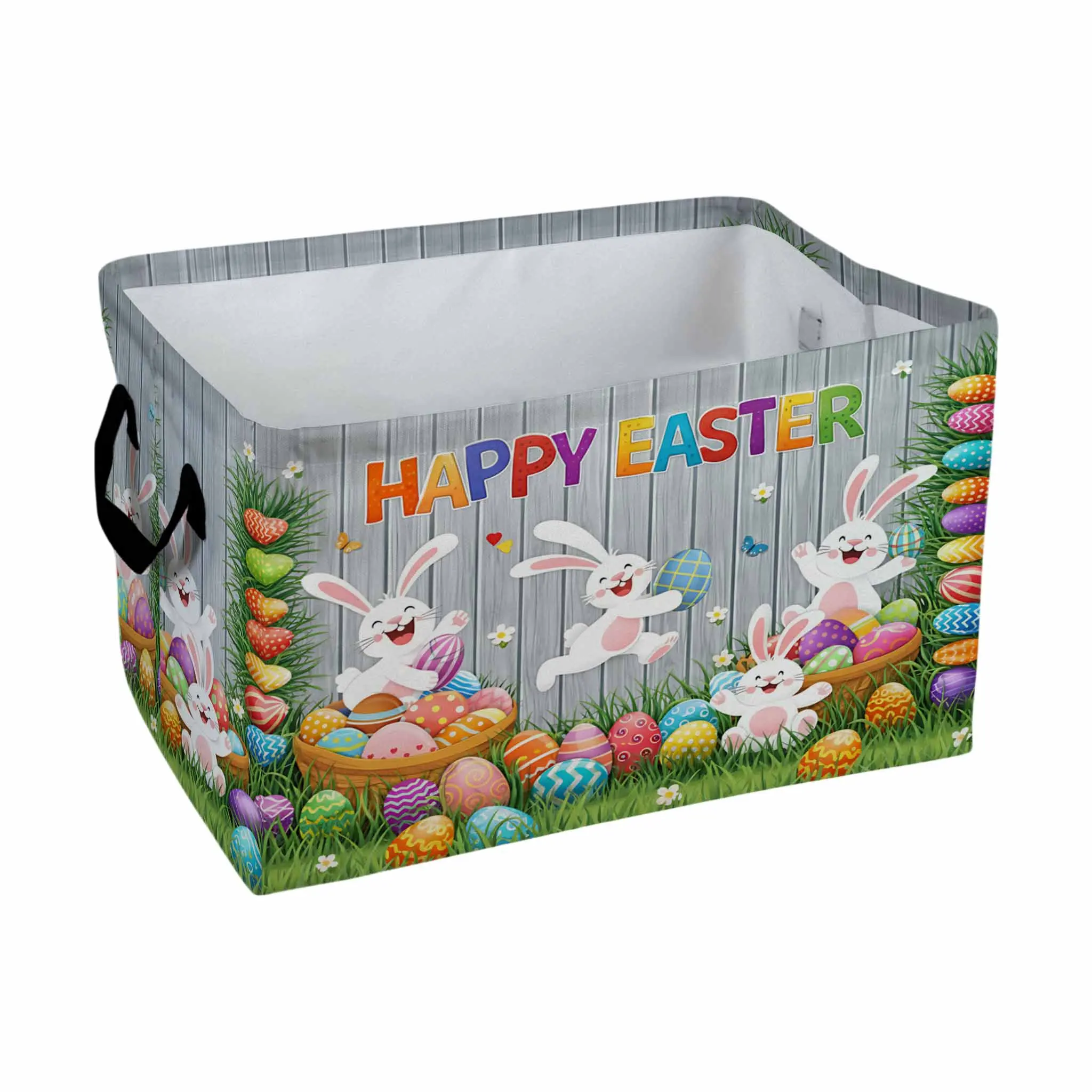 Happy Easter Bunny Egg Storage Baskets Storage Boxes Home Decor Storage Clothes Organization Holiday Gifts， Laundry Hamper， Car Storage Basket Camping Picnic， Shelf Baskets， Organizer For Toys， Books， Laundry Baskets