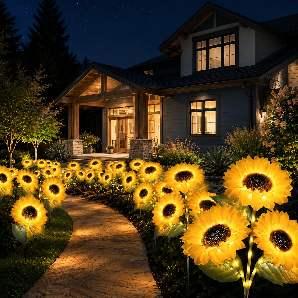2-Pack Solar LED Sunflower Garden Lights,Realistic Floral Design, Soft Night Glow, IP65Waterproof, Energy-Saving All-Weather OutdoorLamps for Yds, Patios, Solar Light, Ip65 Rated