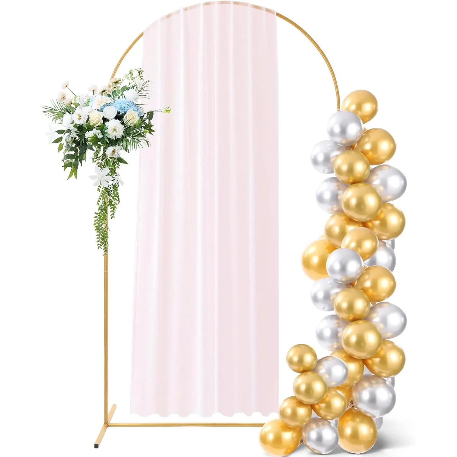 7.2 ft Gold Balloon Arch Kit with Stable Base - Easy-to-Install Arched Frame Set, Festive Party Decoration for Wedding, Christmas