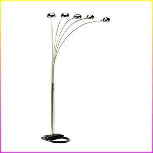 84" Tall Metal Floor Lamp with Polished Brass finish and 5 adjustable Arch Arms (BULBS NOT INCLUDED)