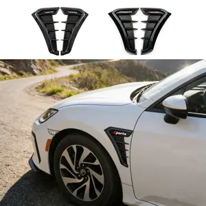 2PCS Car Fender Side Vents, TPU Carbon Fiber Shark Gill Spoiler, Car simulation shark gill fender wing fender modification sticker shark fin carbon fiber decorative sticker air vent sticker carbon fiber black