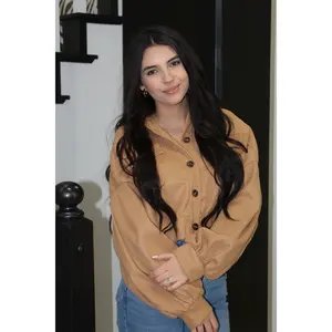 Gathered Crop Jacket-Camel
