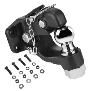 VEVOR Pintle Hook, TikTokShopBlackFriday, 20000 lbs Towing Capacity, Trailer Hitches Receiver Hook Combination 2-inch Hitch Ball, Fits for 2.5 to 3-inch Lunette Ring with Mounting Kit, Wear-resistant, Black Powder Coat