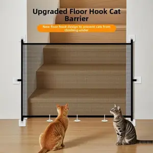 Portable Retractable Pet Barrier Fences Folding Mesh Pet Safety Gate with Hooks Anti-Escape Dog Isolation Gate Stairs