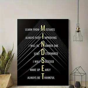 2D Flat [Hanging Art]1pc Inspirational Wooden Framed Canvas wall art, Motivational Wall Art for Office, Classroom, or Dormitory, Perfect Gift for Family and Friends, Uplifting Home Decoration, Adds Positive Energy to Any Space