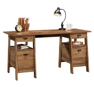 Sauder Trestle Executive Desk with Spacious Top Surface, Two Small Drawers, and File Drawers for Home Office or Study Area