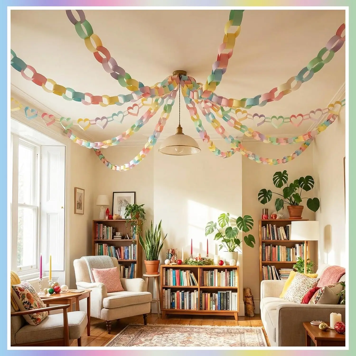 2000 Sheet Paper Chain Garland Strips with Double Sided Tape, DIY Construction Paper Chains for Classroom Birthday Wedding Holiday Party Decorations, Crafts Supplies