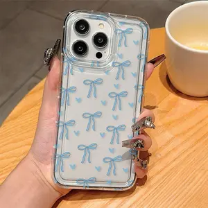 Bowknot Pattern Clear Phone Case, 1 Count Anti-drop Phone Protector Cover, Phone Accessories Compatible with iPhone X XR XS 11 12 13 14 15 Pro Max