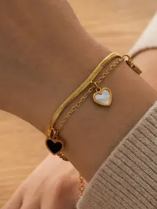 Elegant Heart Titanium Steel Bracelet, Fashionable Dual-Layer Chain Design, Perfect Valentine's Day Gift, Stylish and Unique Jewelry
