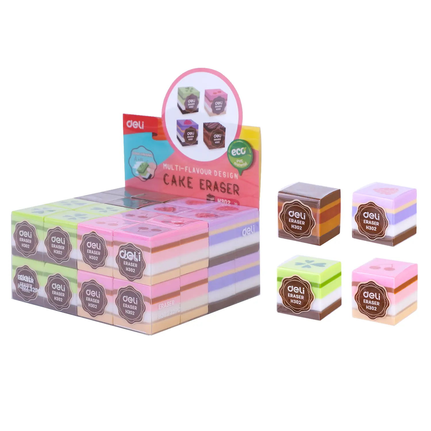 Erasers 32 Pcs,Cake Pattern Themed Cute and Fun Party Favor and School Supplies for Kids,Back to School Gift（32 Pcs）
