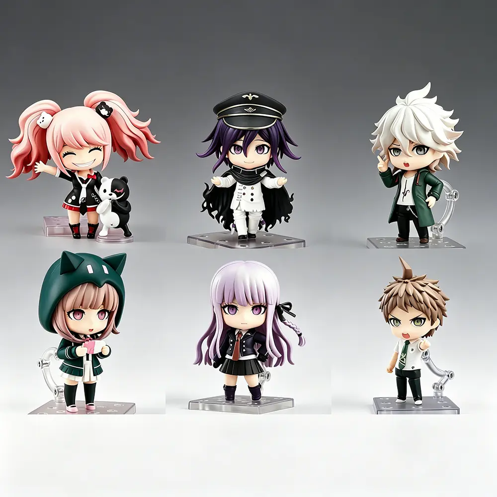 Danganronpa Q Version Figures, #2802 Kokichi Oma, #2580 Nagito Komaeda, #2227 Chiaki Nanami, #2625 Kyoko Kirigiri, #1398 Junko Enoshima, #2828 Hajime Hinata, Articulated Anime Collectibles with Interchangeable Faces, Boxed Toys for Collection & Gifting