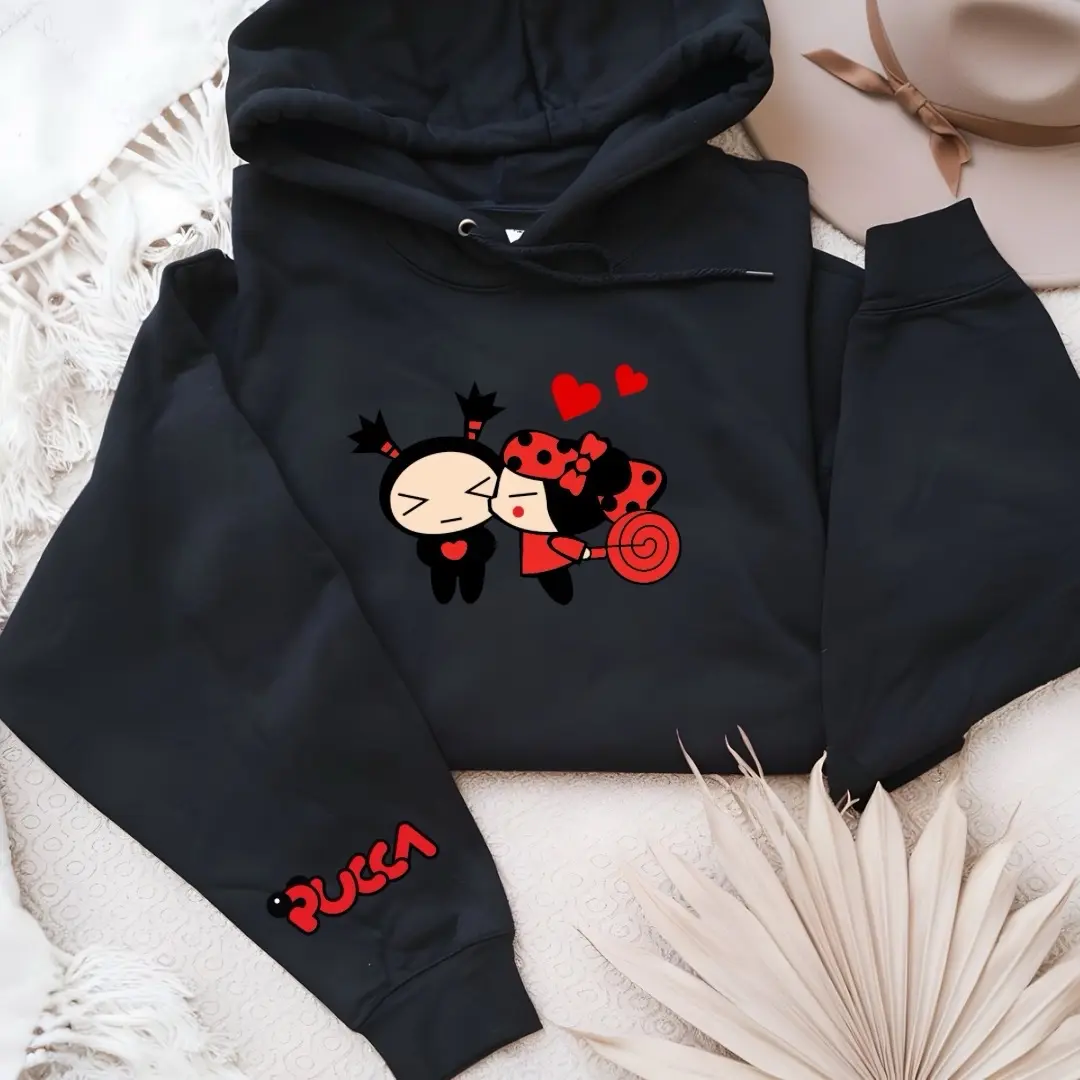 Pucca and Garu Hoodie for Women - Casual Sweatshirt with Long