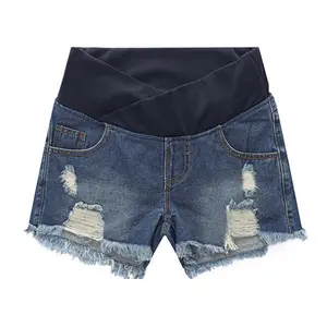 Maternity Jeans Summer Loose Fit – High-Waisted Elastic Waist Denim Pants with Pockets | Casual Pregnancy Shorts & Trousers for Women