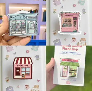 (4 Options) Cute Bookstore MagSafe Phone Grip, Bookish Phone Holder, Cute Book Lover Kindle Grip, Cartoon Characters Grip Holder, Gifts For Girls Boys