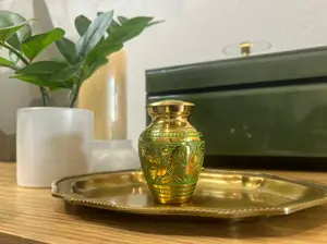 Solid Brass/Aluminum Hand-Etched Doves Keepsake Single in Velvet Box - Keepsakes for Ashes