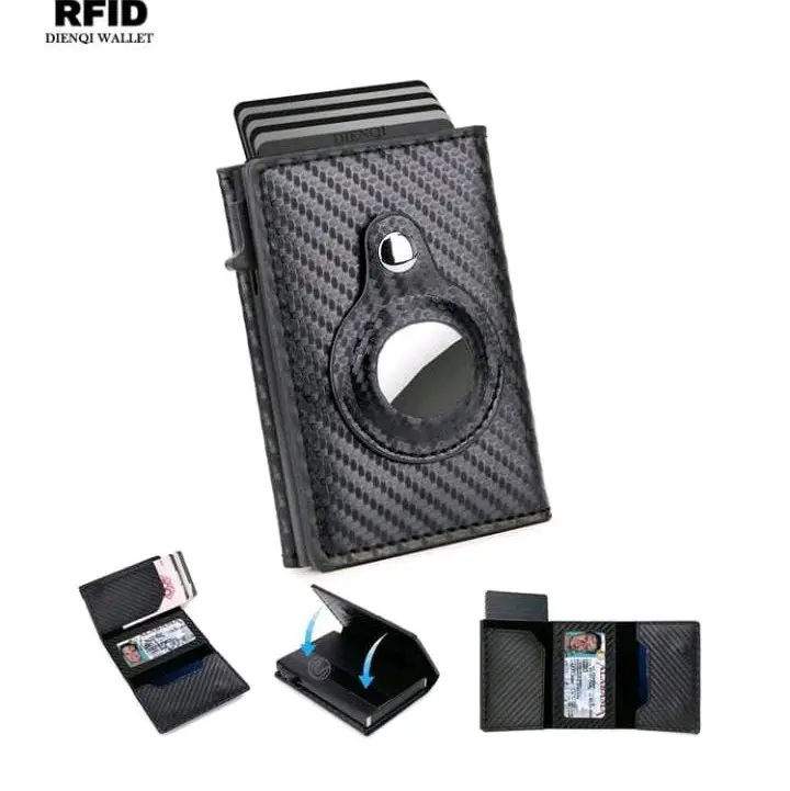 Cartera portadora de tarjeta RFID 2025 para hombres y mujeres, billetera monedero delgada y fina, regalos para novio/padre (negro carbón)