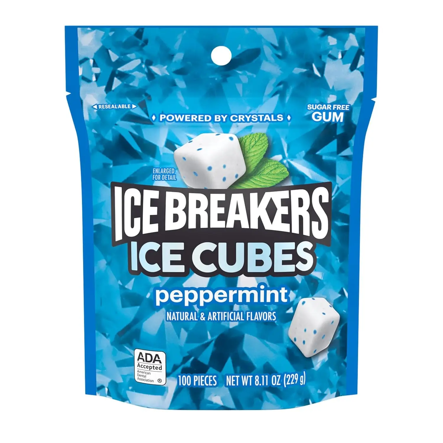ICE BREAKERS Cubes Peppermint Sugar Free Chewing Gum Pouch, 8.11 oz (100 Pieces)