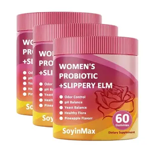 Women's Probiotics Gummies, Slippery Elm & Prebiotics Lactobacillus Blend, Supports Feminine pH Balance & Dryness Relief, Hawaiian Pineapple Flavor, 60 Count