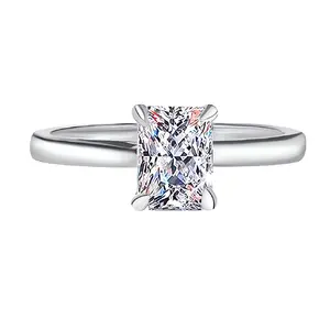 1CT Synthetic Moissanite Radiant Cut Promise Engagement Band Birthday Valentine Anniversary Sparkly Holiday Daily Jewelry Ring Gifts