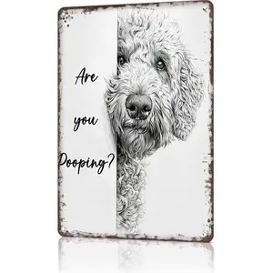 8x12 Inch Aluminum Goldendoodle Decorative Home Sign - Funny Dog Sketch Novelty Wall Decor, Quirky Bathroom Plaque for Dog Lovers, Decorative Home Signs, Novelty Home Signs