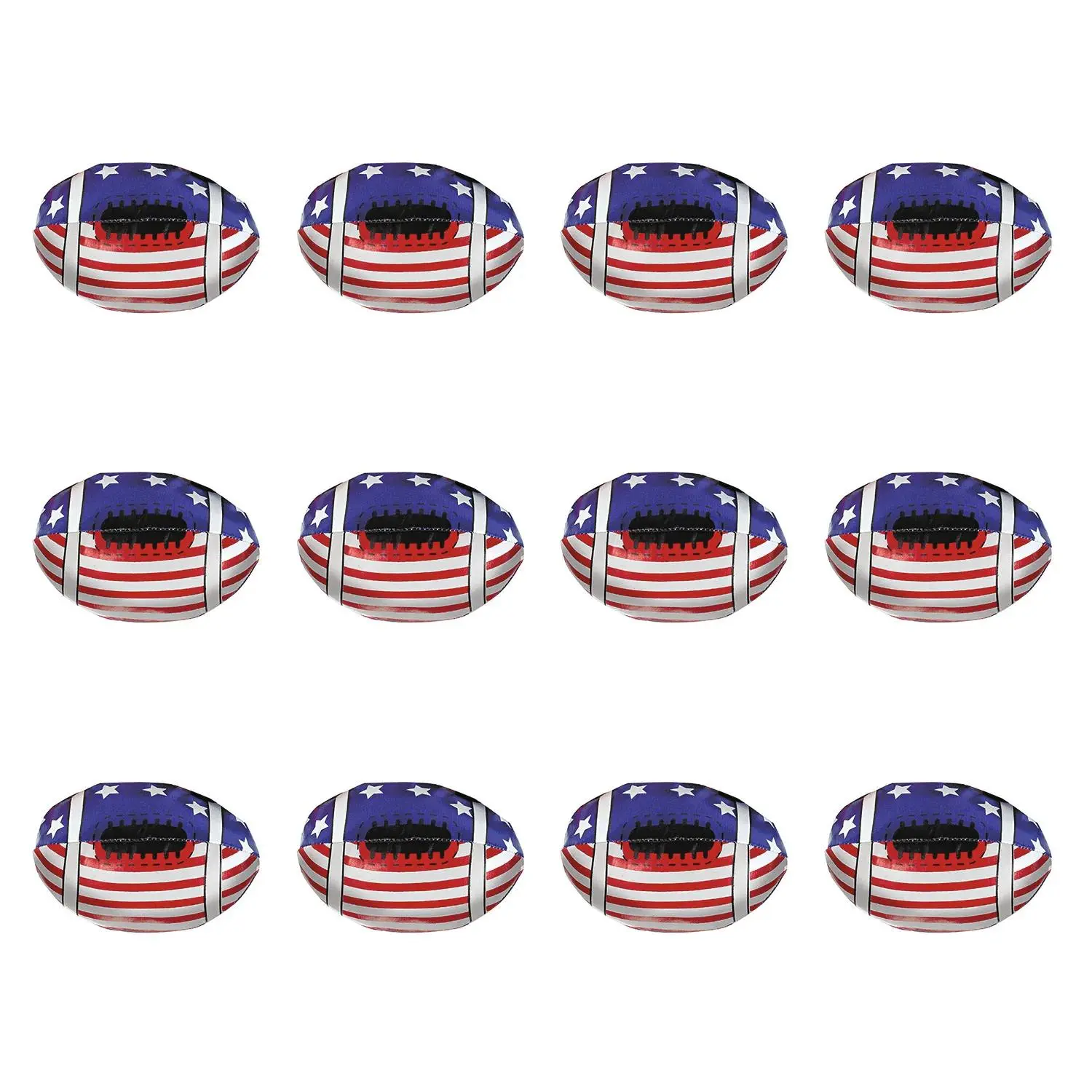 4"  Mini Classic Patriotic Stars & Stripes Vinyl Footballs - 12 Pc.
