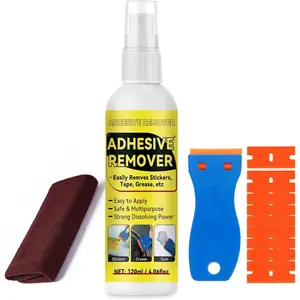 Multipurpose Surface-Safe Adhesive Glue Remover with Plastic Scraper Quickly Removes Decals Tape Residue Gum Tar Grease 4.06 fl oz