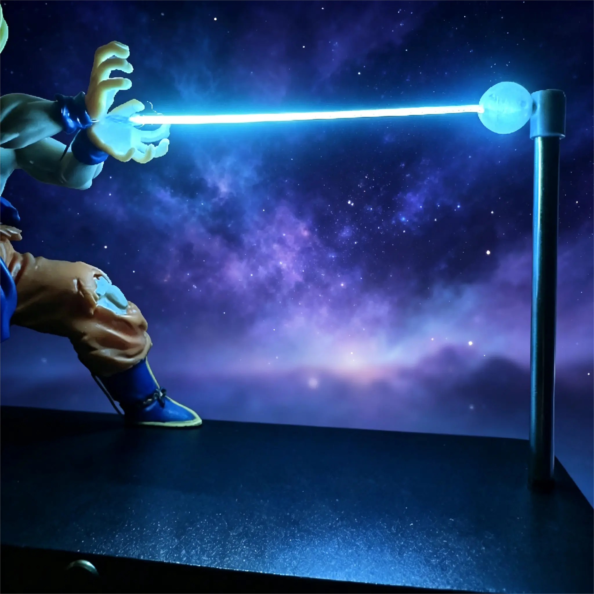 DBZ High-End Collectible Figure Ornament with Glowing Energy Beam, Desktop Decor Gift for Boyfriend & Anime Fans, Christmas Valentine Holiday Present