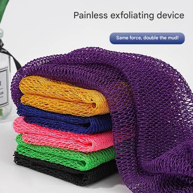 African Exfoliating Net Sponge - Long Back Stretchable Body Wash Scrubber, Soft Nylon Mesh Body Exfoliating Pad for Deep Cleanse, All Skin Types Bath Accessory Compatible with Soap/Gel, Use With Soap/Gel, African Net Sponge