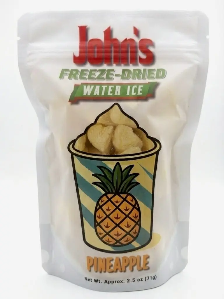 John’s Freeze-Dried Water Ice - Pineapple Flavor - Light & Crunchy Tropical Snack (Mango, Lemon, Cherry & 4-Pack Variety Bundles) | Trending TikTok Candy, ASMR Crunchy Sweets, Resealable Pouch, Travel Friendly, School Lunchbox, Sugar Crunch