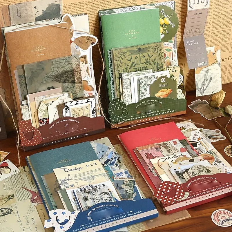 Vintage-style Scrapbook Set with Quote Stickers and Paper Combination - Perfect for Bullet Diaries, Planners, and Hand Collages