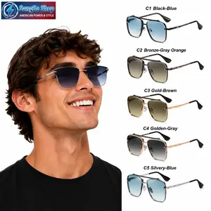 Unisex Gradient Lens Polarizing Square Framed Sunglasses - Vintage Metal Aviator Frame, Anti-UV Trendy Retro Eyewear for Outdoor Beach Sports, Outdoor Activities, Anti Uv Glasses