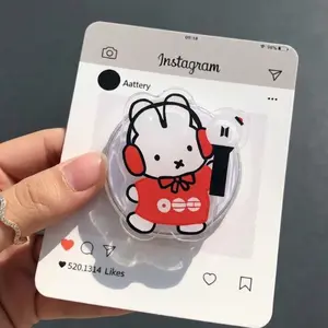 Cute Bunny Miffy Kpop Lightstick Phone Grip - Red Hoodie Aesthetic Griptok for Fans and Concerts Accessory