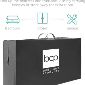 Best Choice Products 4in Portable Twin XL-Size Mattress, Tri-Fold Mattress for Camping, Guest, Toddler, Foam Plush w/Carry Case - Seafoam