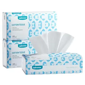 Winner Softer Face Towels - 100% USA Cotton Dry Wipes, 300 Count Unscented Cotton Tissues for Sensitive Skin, OEKO-TEX Certified Face Towelettes Disposable, Makeup Remover Facial Towels, 3 Pack