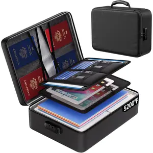 5200°F Fireproof Document Bag with Lock, Upgraded Heat Insulated 8 Layers File Organizer, Portable Safe Storage for Home Travel for Important Documents Passports Laptop, Black(Soft)