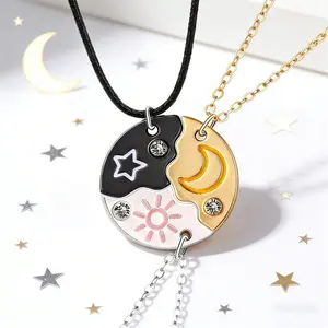 Sun, Moon & Star Magnetic Necklace Set for 3, Friendship Puzzle Necklace with Rhinestone Accents, Meaningful Gift for Best Friends & Sisters, Perfect for Birthdays, Anniversaries, and Valentine's Day
