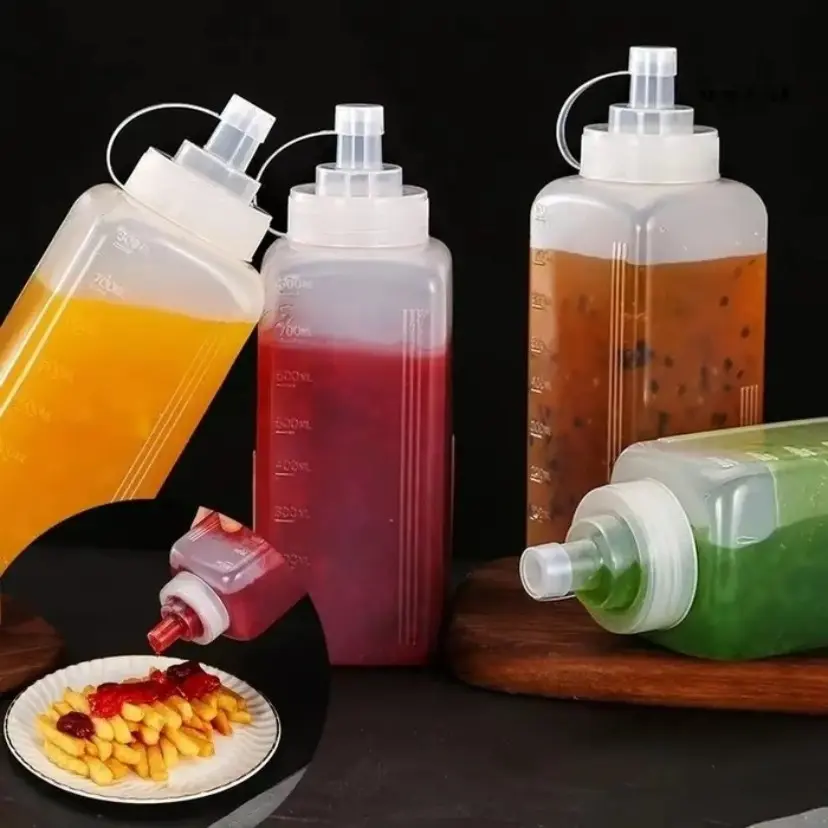Large Capacity Kitchen Condiment Squeeze Bottles for Sauces, 20 Oz Leak Proof Squirt Bottles for Oil, Syrup, Dressing, Syrup Dispenser, Containers