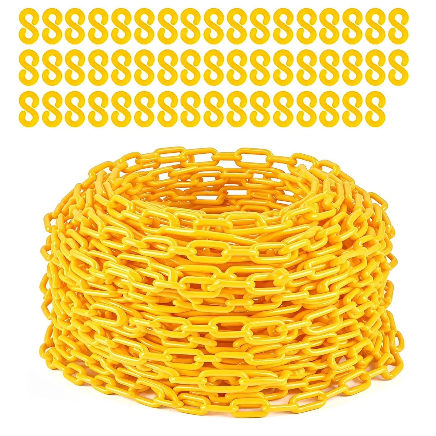 240FT Plastic Chain Red, Safety Barrier Chain with 50 Hooks, 1.5 Inch Large Links, 6MM Thick UV Resistant Plastic Chain Links for Crowd Control, Parking Lots, Driveways, Construction, Queue Lines