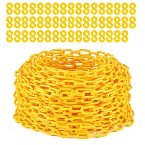 240FT Plastic Chain Red, Safety Barrier Chain with 50 Hooks, 1.5 Inch Large Links, 6MM Thick UV Resistant Plastic Chain Links for Crowd Control, Parking Lots, Driveways, Construction, Queue Lines