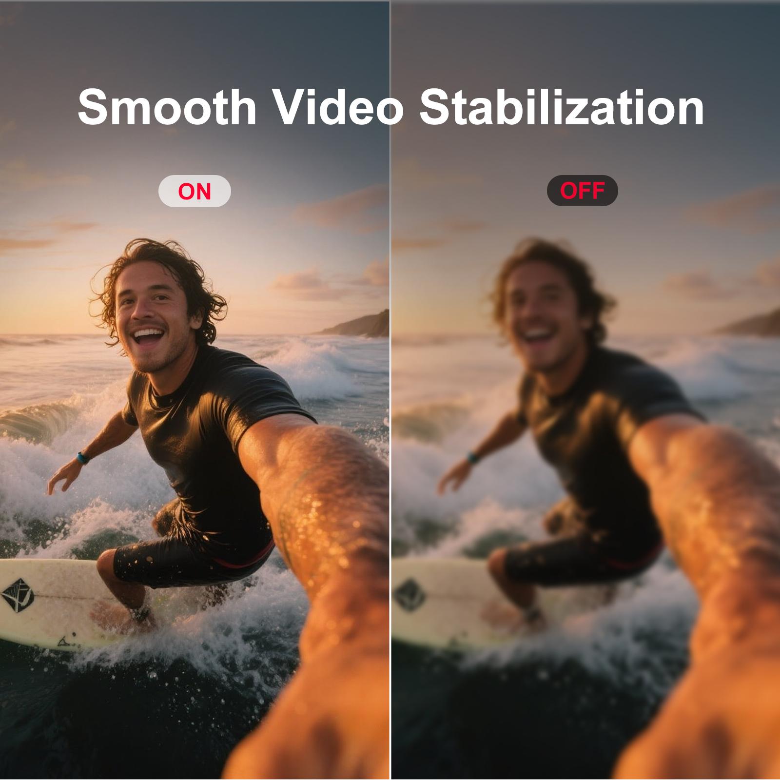 RyStar 4K 60FPS Action Camera 30MP Dual Screens (Front LCD + Rear Touch) 128GB Waterproof Underwater Cam 5X Zoom Remote Control Wearable Body Cam