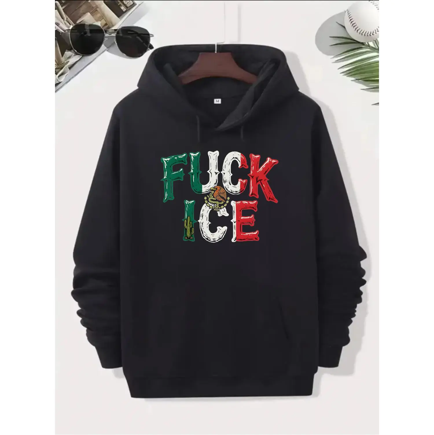 Stylish Hoodie Featuring Vibrant Mexico Flag Design and Strong Anti Ice Statement