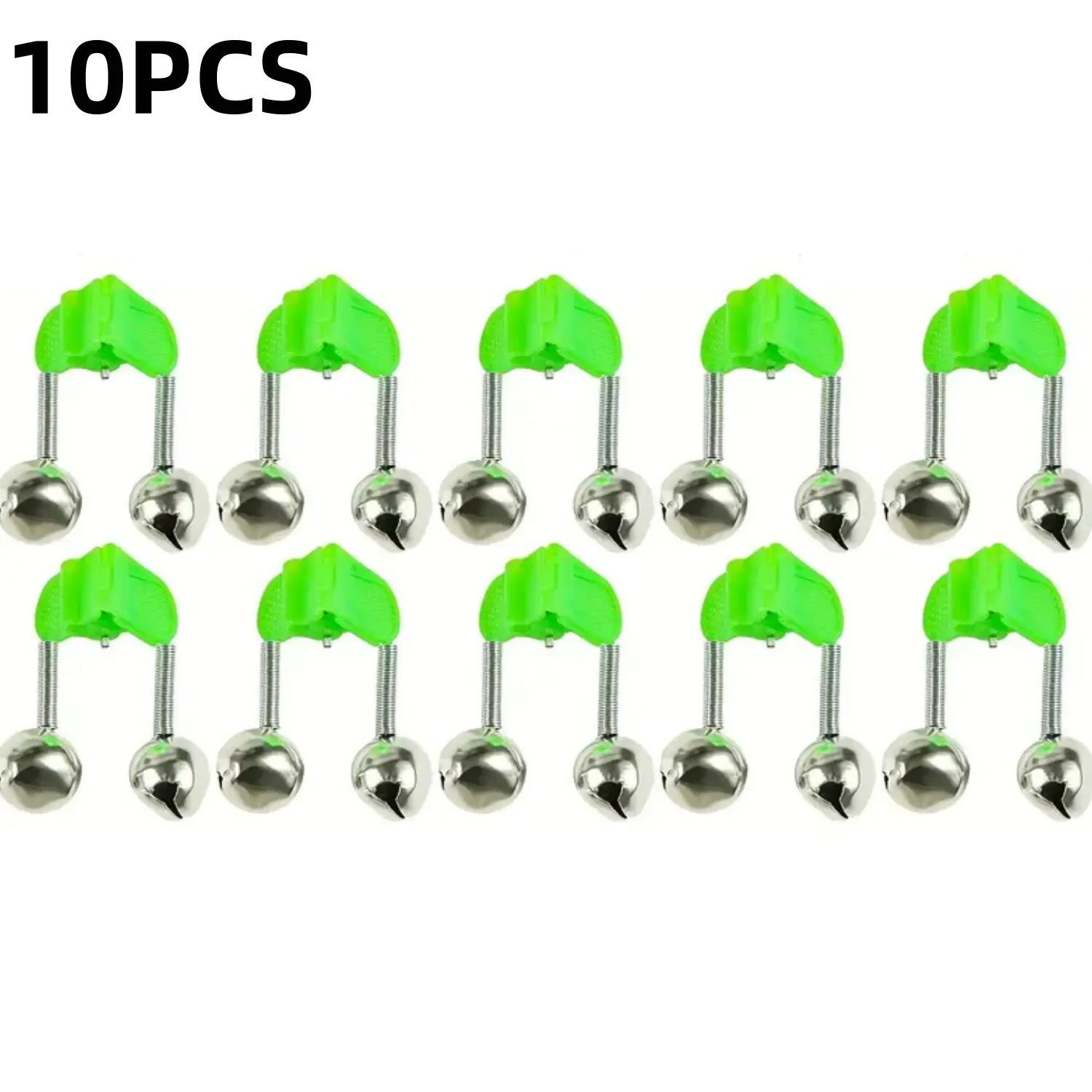 10-Pack Fishing Rod Bells, Clip-On Double Ring Bite Alarms with Loud Alert, Lightweight Iron & Plastic Angler Accessory, Boating Accessory, Loud Alarm, Clip-On Buckle, Double Ring Design, Fishing Equipment, Durable Materials, Lightweight Build, Versatile,