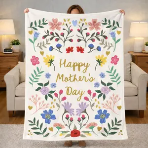Floral Mom Pattern Blanket, 1 Count SoftComfortable Warm Throw, Air-conditioned RoomWarm Nap Blanket for Home Office Travel day gift