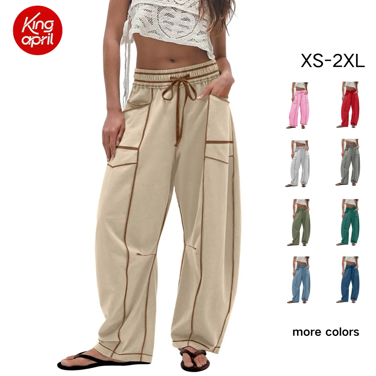 Kingapril Womens Barrel Sweatpants High Waisted Wide Leg Pants Drawstring Athletic Baggy Pants Lounge Sweats Casual Comfy Sporty  SummerVibes,back to school shopping