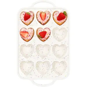 Premium Silicone Heart-Shaped Baking Mold with Metal Reinforced Frame – 1 Pack Non-Stick Cupcake & Muffin Pan for Baking Chocolate, Egg Bites & Brownies – BPA Free, Dishwasher & Oven Safe